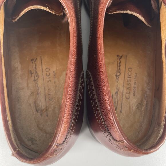 Santoni 14824 Men’s Size 9 EE Brown Leather Oxford Cap Toe Dress Shoes Lace Up - Picture 8 of 9
